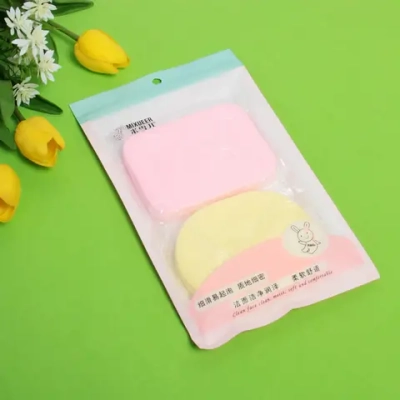 Спонжи для умывания и бережного пилинга 2шт «Yuoki - Toki», mix, цвет как на фото, 7,5*9,5 /15*25см