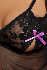 Черный беби долл с кружевным лифом Emily SM (42-44) (Цвет: черный с фуксией)