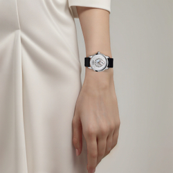 ZEPPELIN Quartz Movement Women"s Watch Silver Dial Stainless Steel Case Genuine Leather Strap