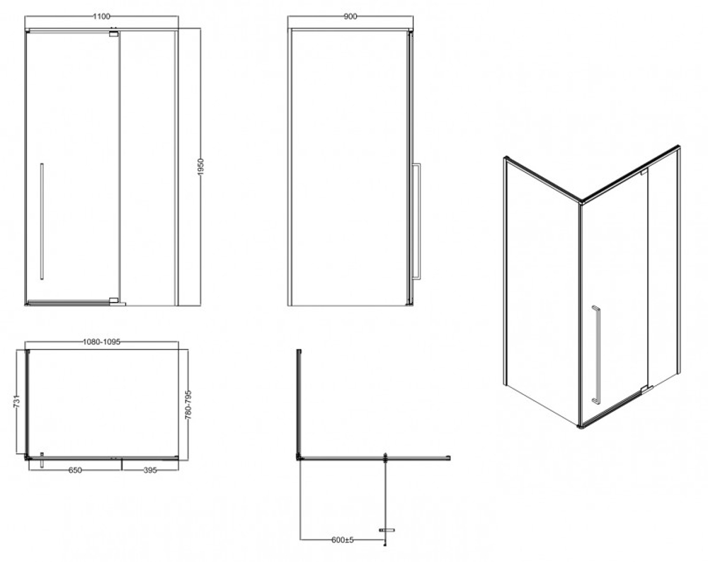 Ограждение душевое ESBANO ESA-119PS-GM 110x90x195