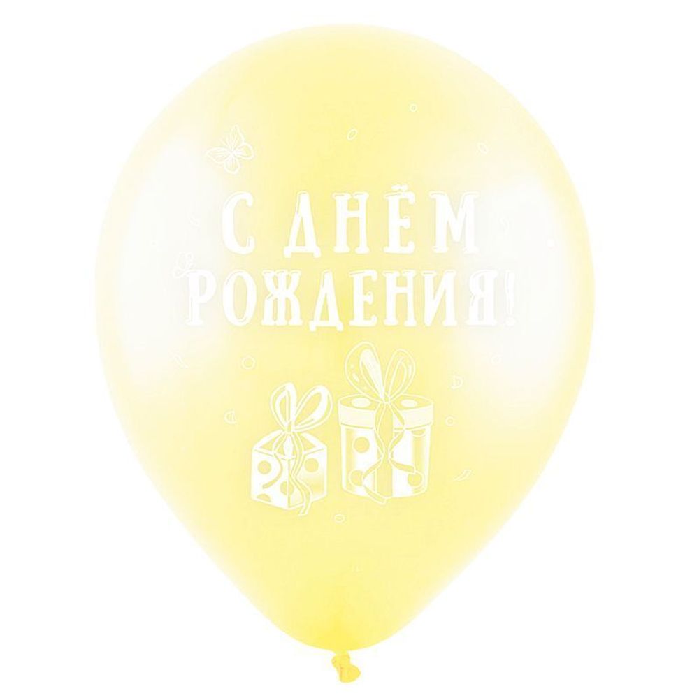 Шар (12"/30 см) С днем рождения, Милый мишка, Ассорти Пастель 5 ст. с хедером 5 шт.