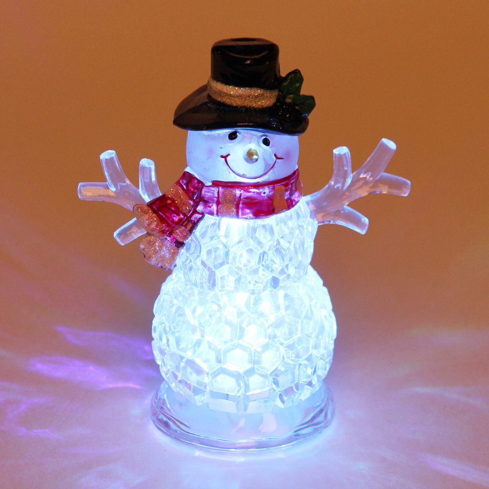 Сувенир с подсветкой «Снеговик в шляпе» 9*5,3*11 см