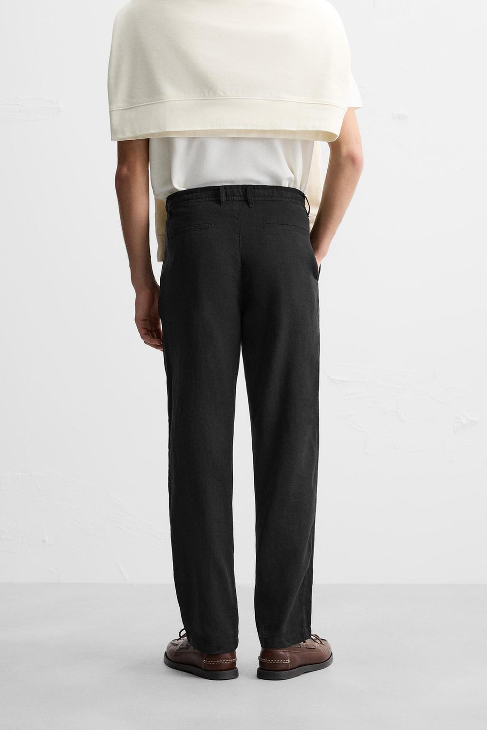 Брюки relaxed fit из хлопка и льна