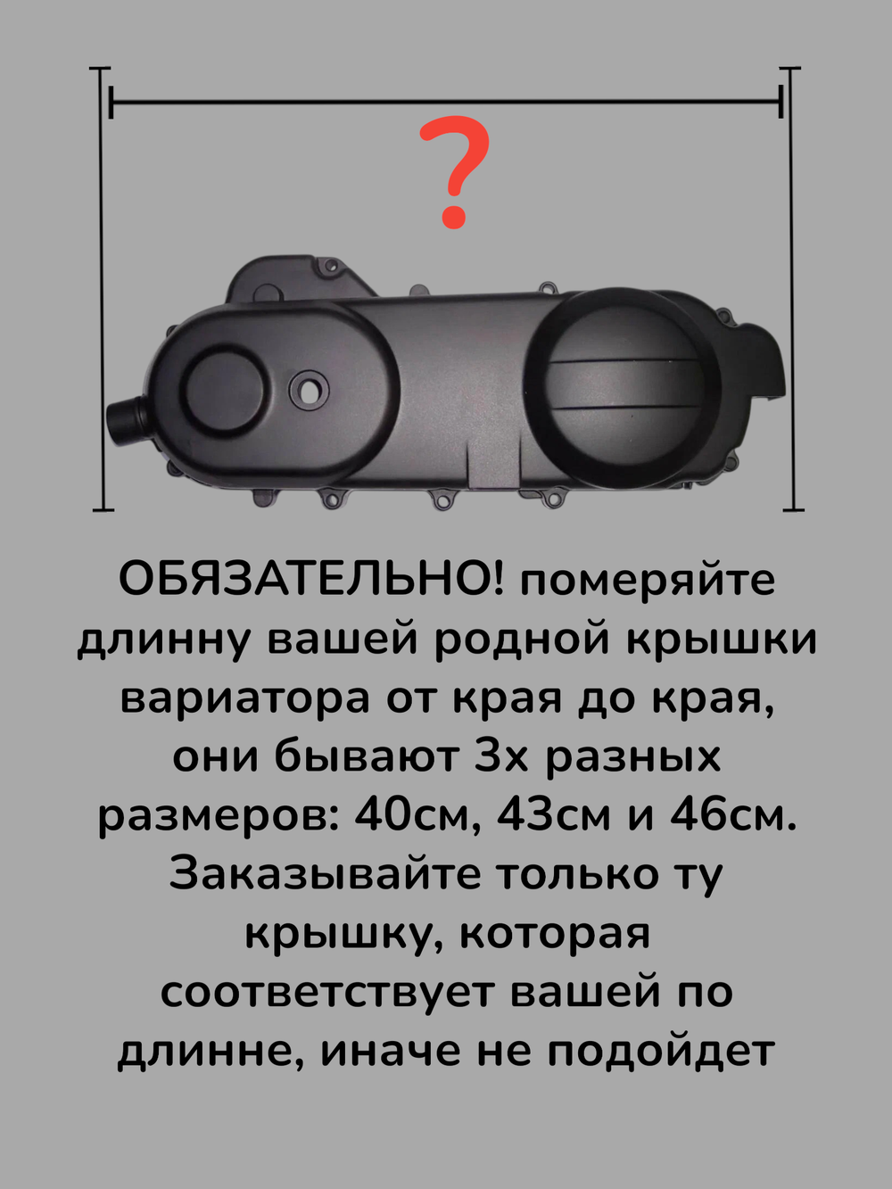 крышка вариатора на скутер 139QMB (Серебро, 46см, на 13е-14е колесо)