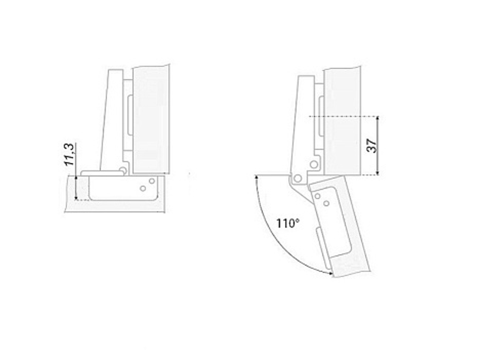 Петля накладная 110* с отв планкой H=2, LID