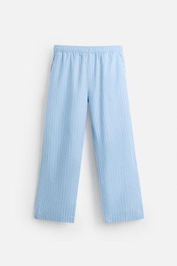 ZARA БРЮКИ В ПОЛОСКУ, ГОЛУБОЙ
