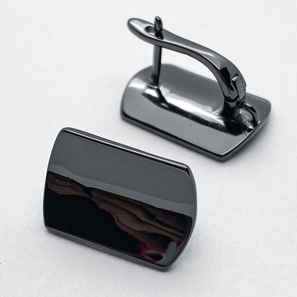 Ювелирные швензы с покрытием черный металл, размер 18*12 мм, цена за пару