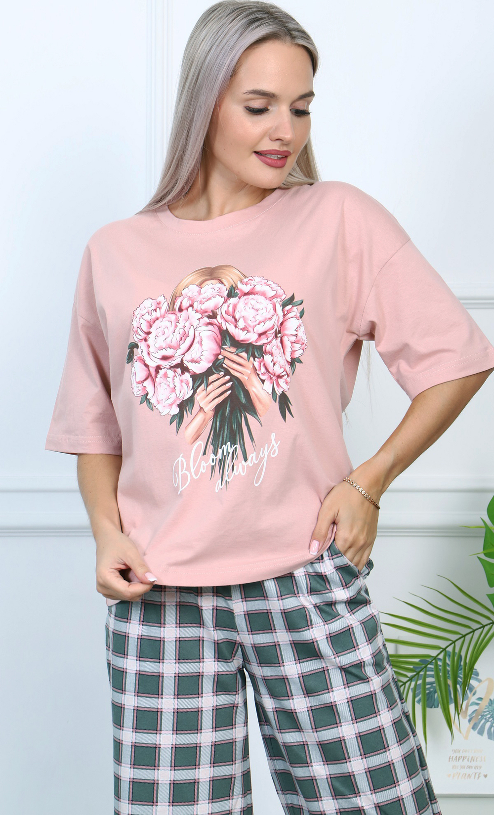 Пижама женская штаны+футболка к/р ТК-3840