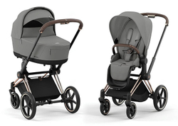 Коляска 3 в 1 Cybex Priam IV Rosegold complete и автокресло Cloud T i-Size Platinum White Plus Mirage Grey