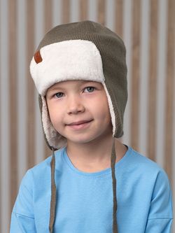 Шапка весенняя/осенняя вязаная (Серый хакки) ТОКИ велюр