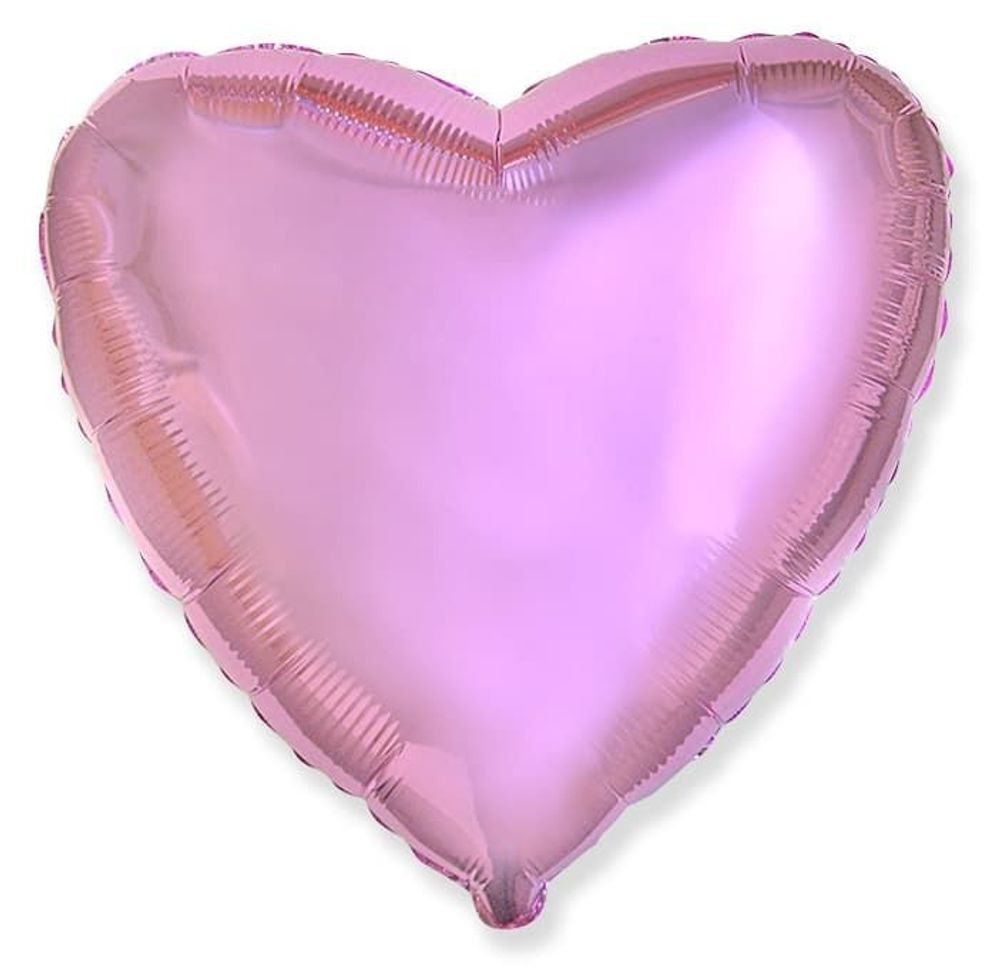 Фольгированный воздушный шар сердце, светло-розовый, 46 см