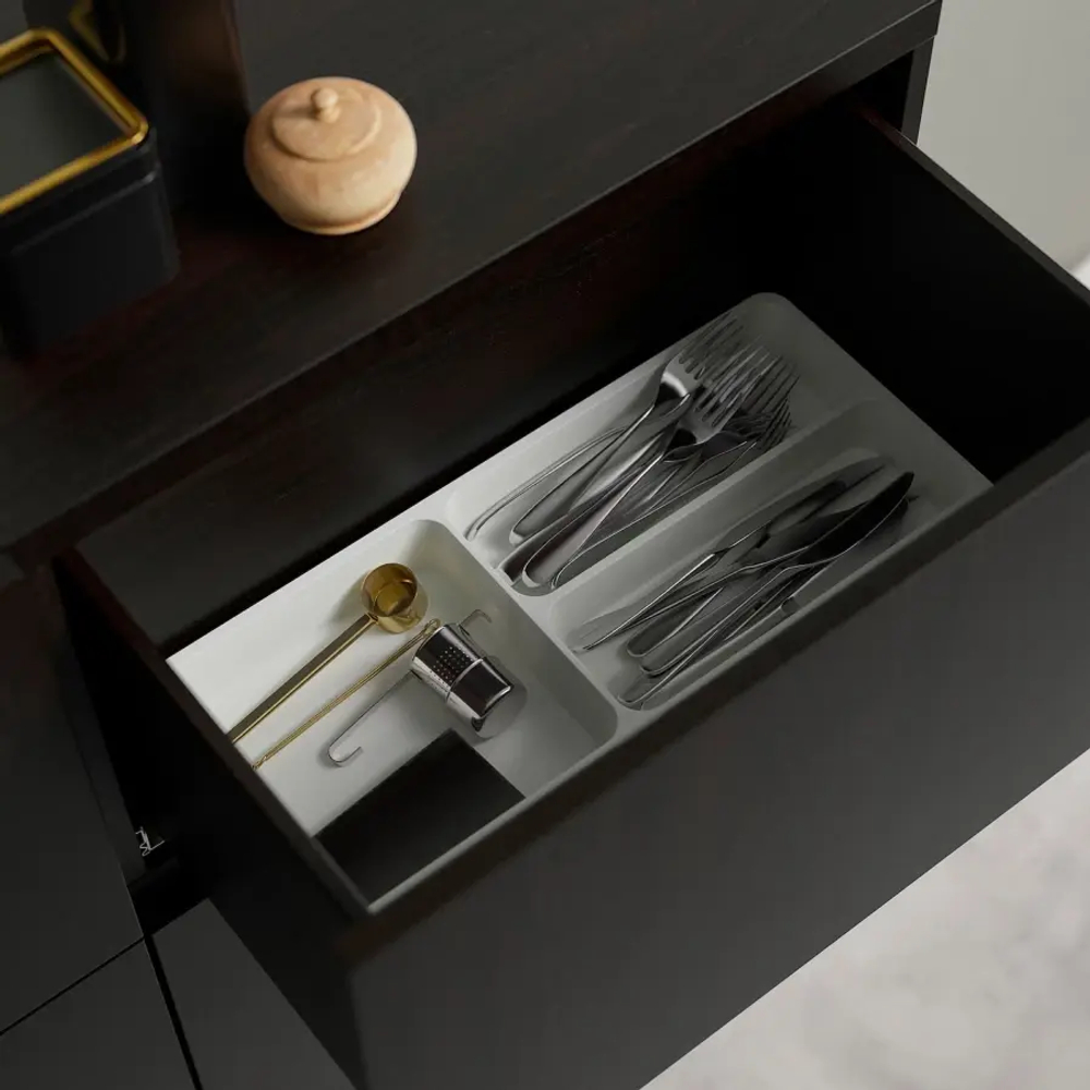Комбинация для хранения - IKEA BESTÅ/BESTA, 120х42х74 см, черно-коричневый/под беленый дуб, БЕСТО ИКЕА