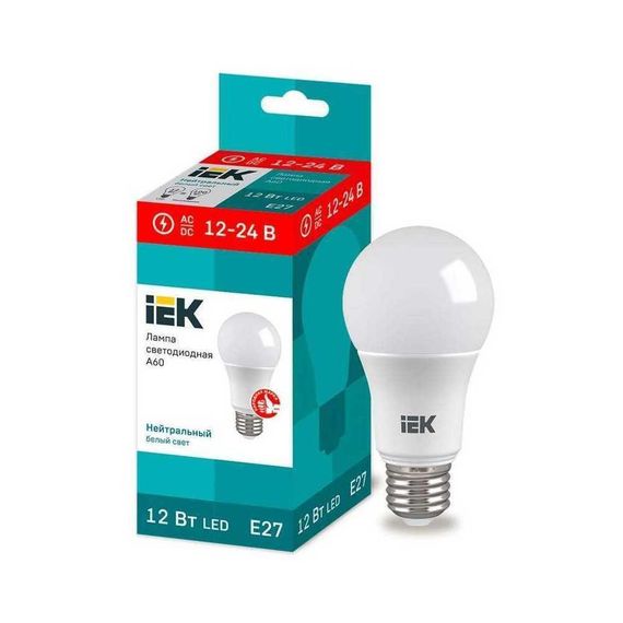 Лампа светодиодная IEK E27 12W 4000K матовая LLE-A60-12-12-24-40-E27