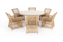 "Эспрессо-150 L" обеденная группа плетеная, цвет соломенный