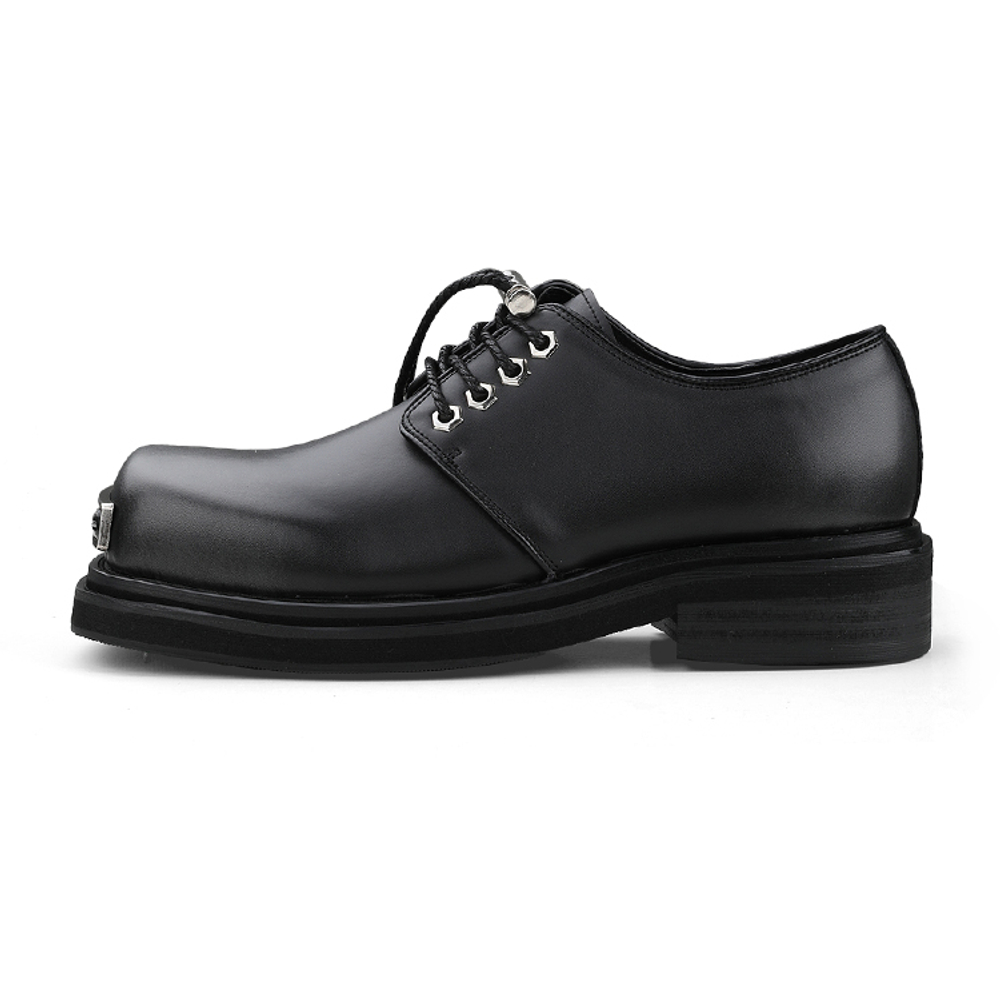 HANQIAORIJI Future Collection Cow Split Leather Casual Leather Shoes, Derby Shoes Men"s Black