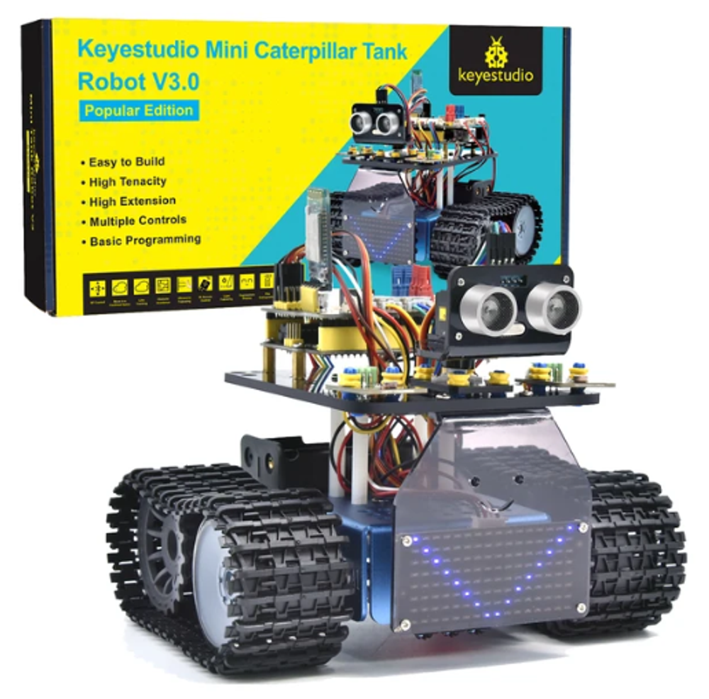 Набор KS0555 Keyestudio Mini Caterpillar танк-робот V3.0  (Arduino)