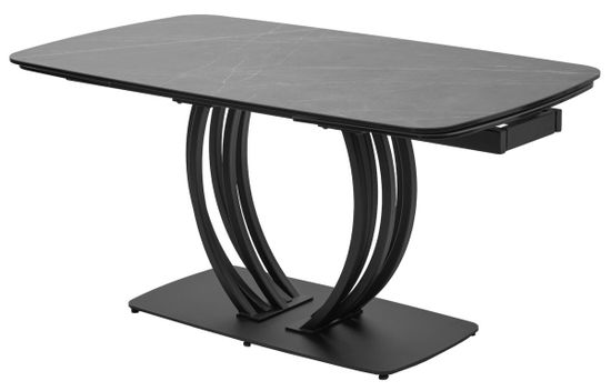 Стол MALTA 160 KL-136 Серый мрамор матовый, итальянская керамика/ черный каркас