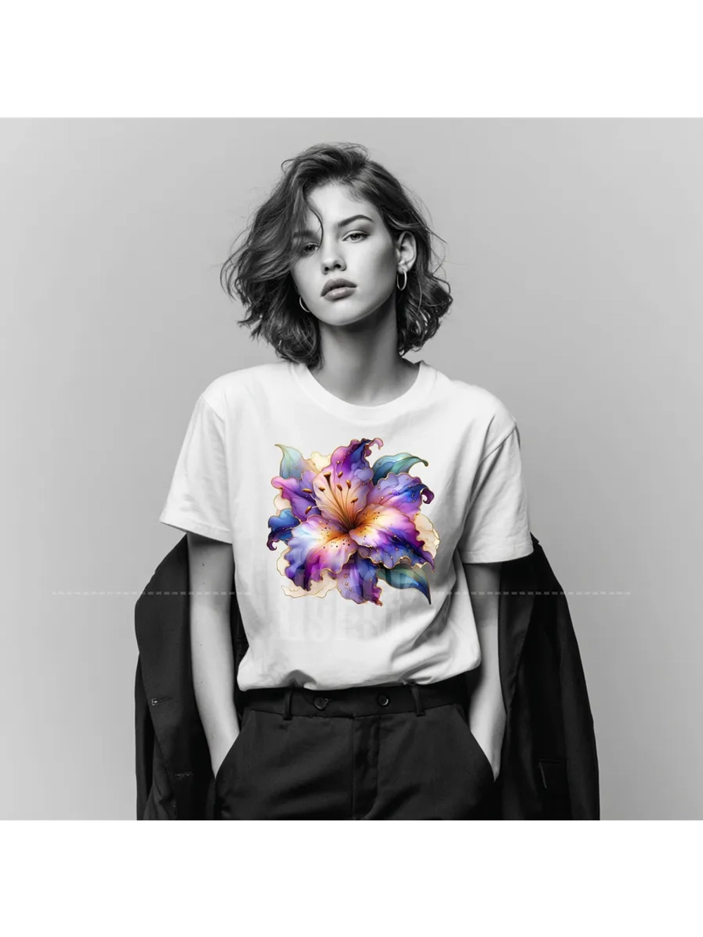 Термонаклейка на одежду, термопринт Цветок