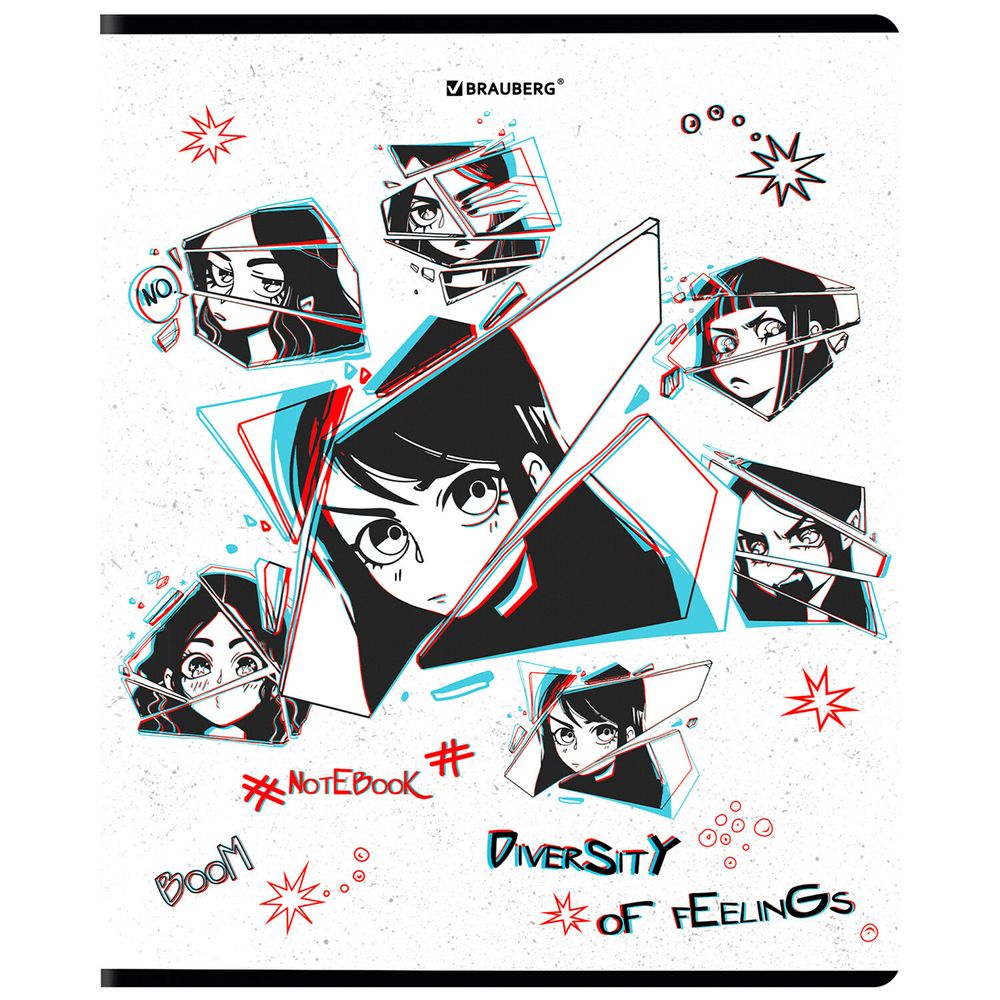 Тетрадь А5, 48 л., BRAUBERG, скоба, клетка, глянцевый лак, "Аниме", 404347, 5шт