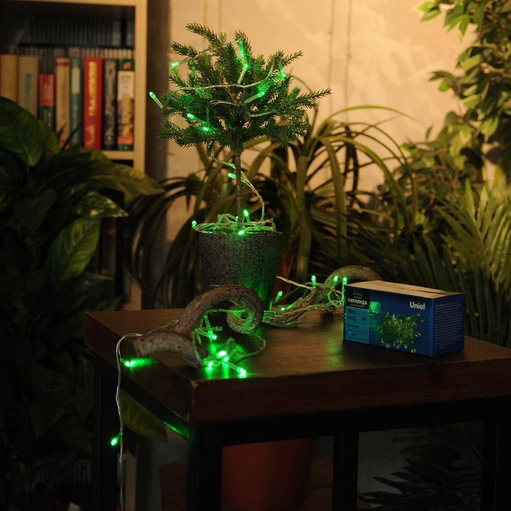 ULD-S0500-050-DTA GREEN IP20 Гирлянда светодиодная с контроллером. 5м. 50 светодиодов. Зеленый свет. Провод прозрачный. ТМ Uniel