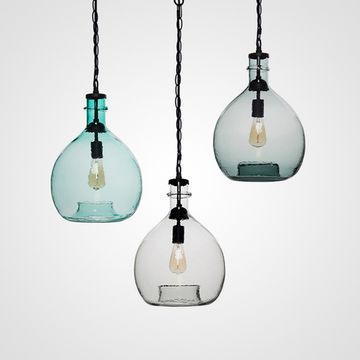 Подвесной светильник со стеклянным плафоном hand-craft в виде бутылки GLASSBOTTLE 1