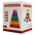 Развивающая игрушка деревянная Пирамидка сортер квадрат основание + 8 слоев, коробка C-41691