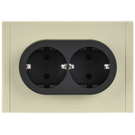 FORTE&PIANO Розетка 2-местная с заземлением с защитными шторками безвинтовое крепление 16А FP823M металл серый сланец IEK