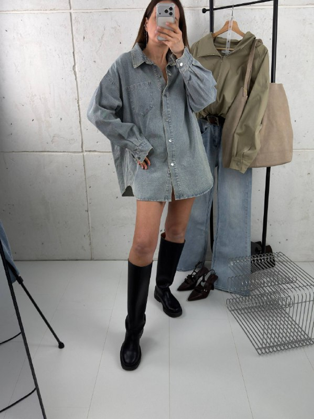 Рубашка джинсовая женская артикул 1377-1 цвет "голубо-зелёный"