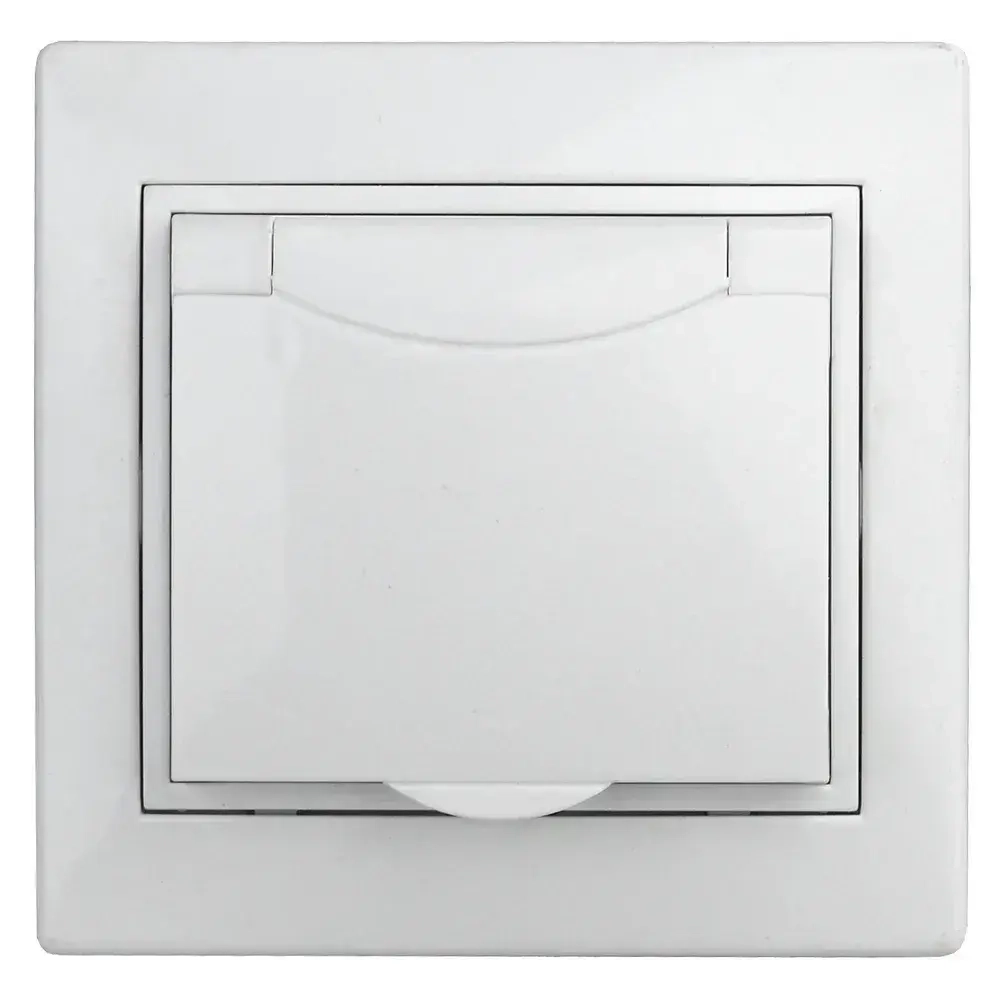 Розетка Intro Plano 1-203-01 с заземлением 2P+E Schuko с крышкой 16А-250В IP20 скрытой установки белая