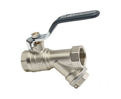 AQUALINK шаровой кран 1/2 с косым фильтром, (вн-вн, г/г) рычаг, 1163