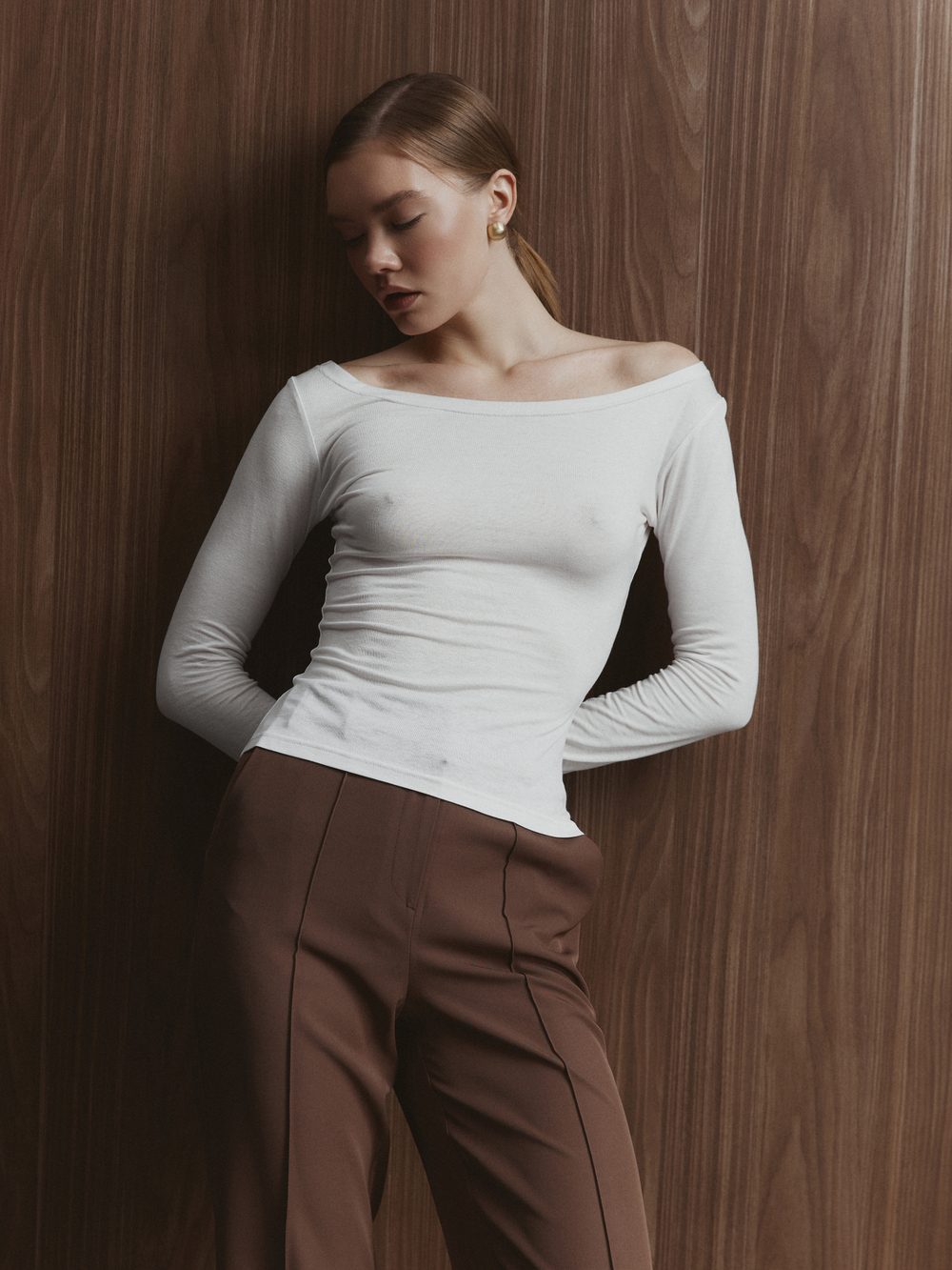 Лонгслив из вискозы, цвет белый