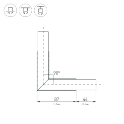 Угол PLS-LOCK-H25-L90 BLACK (с экраном MAT-L) (Arlight, Металл) 031268