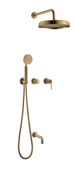 Смеситель встроенный + верхний + ручной душ + излив, ETERNA BRONZE