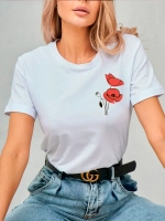 Футболка больших размеров с принтом цветы