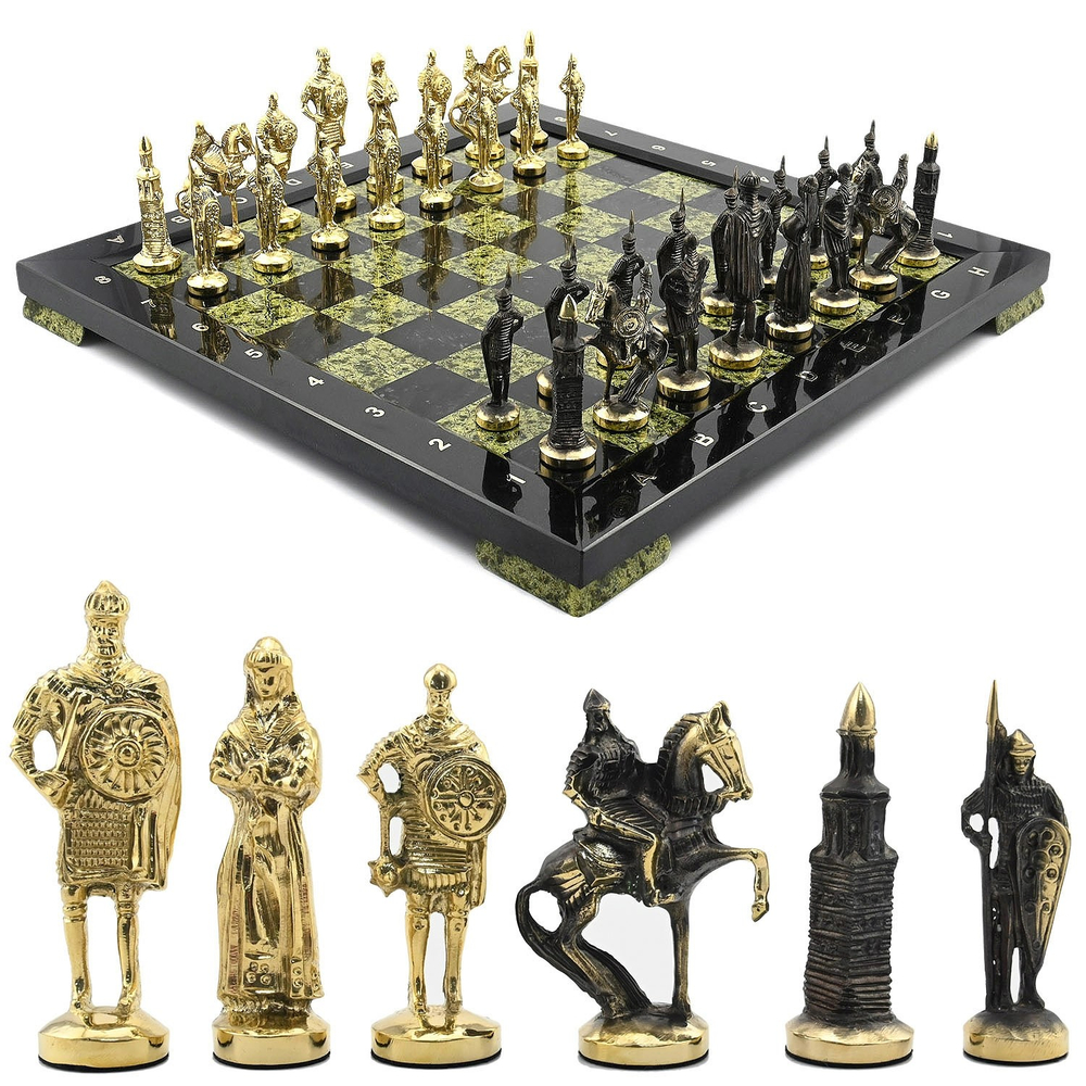 Шахматы из натурального камня "Русичи"