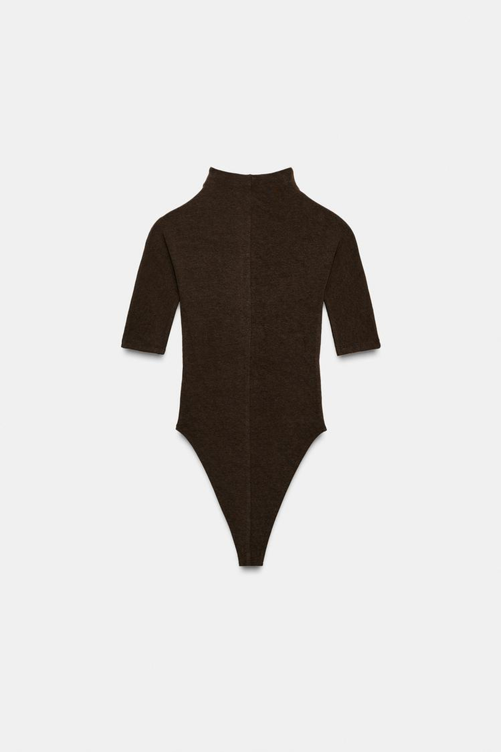 ZARA БОДИ В ДЕРЕВЕНСКОМ СТИЛЕ С ВЫСОКИМ ВОРОТНИКОМ, КОРИЧНЕВЫЙ