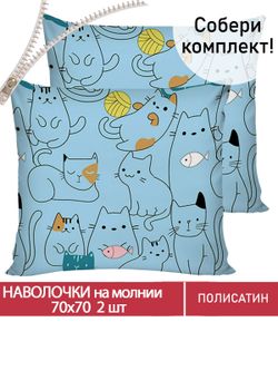 Наволочка комплект 2шт Полисатин Мечта "Кэри" 70x70 см на молнии