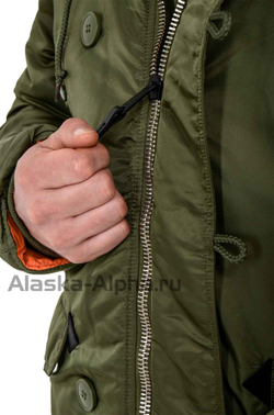 Куртка Аляска Alpha Slim Fit N-3B Parka (оливковая - s.green/orange)