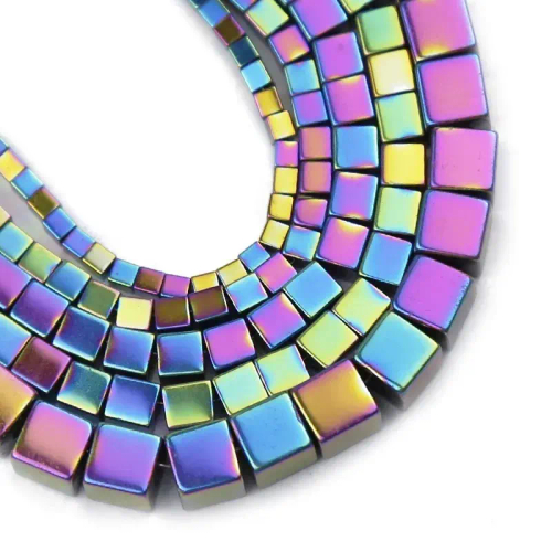 Гематит бусины кубик 2,2/3/4/6/8 мм, на нитке 38 см, цвет: Биколор