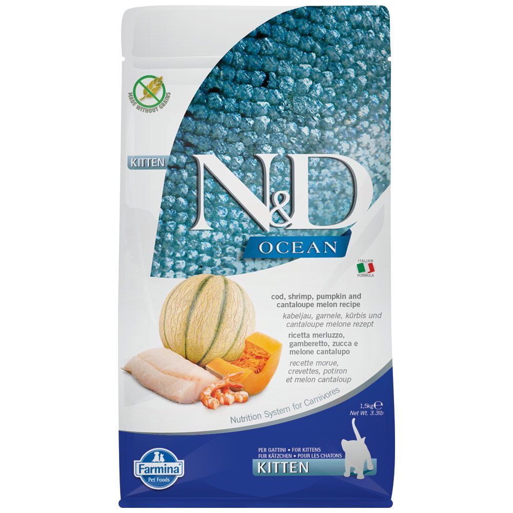 N&amp;D 1,5кг беззерновой корм для котят с треской, креветкой, тыквой, дыней