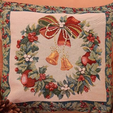 Гобеленовая наволочка "D. РОЖДЕСТВЕНСКИЙ ВЕНОК", Россия.