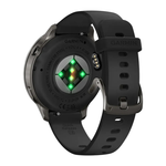 Спортивные часы Garmin Venu 4, 41 мм, чёрный силиконовый ремешок Безель из нержавеющей стали сланцевого цвета, корпус сланцевого цвета, AMOLED-дисплей со стеклом Gorilla Glass. Ремешок с классической застёжкой — на запястье обхватом 110–175 мм