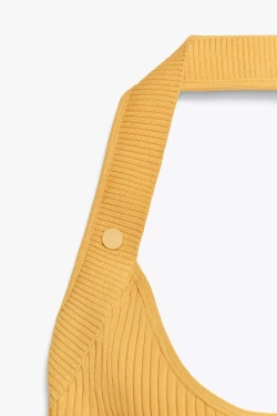 ZARA ТОП ИЗ РИФЛЕНОГО ТРИКОТАЖА, МАНДАРИНОВЫЙ