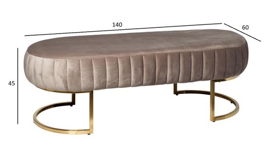 N-BH2009 BG BR Банкетка велюр серо-беж, метал.основ.135*54*45см