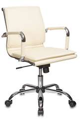 Кресло руководителя Бюрократ Ch-993-Low слоновая кость эко.кожа низк.спин. крестов. металл хром
