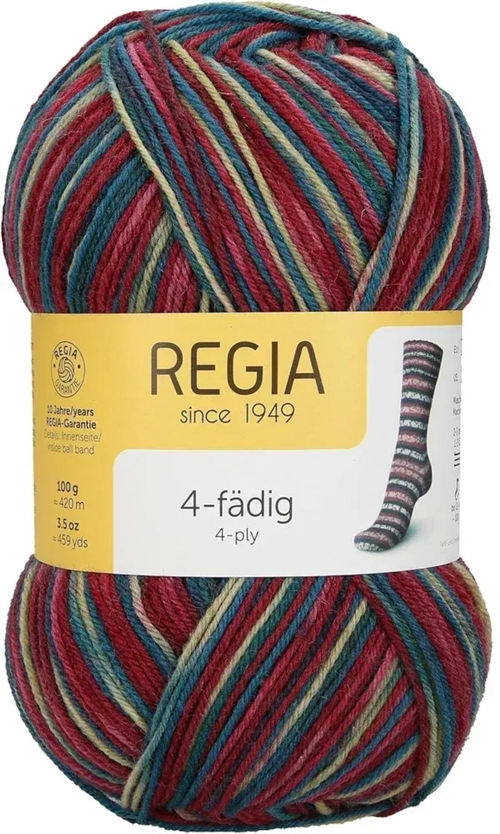 Пряжа носочная Regia 4-fadig Color (07707/лыжный костюм)