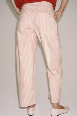 ZARA ДЖИНСЫ ZW ANKLE RELAXED ПРЯМОГО КРОЯ СО СРЕДНЕЙ ПОСАДКОЙ В ПОЛОСКУ, РОЗОВЫЙ