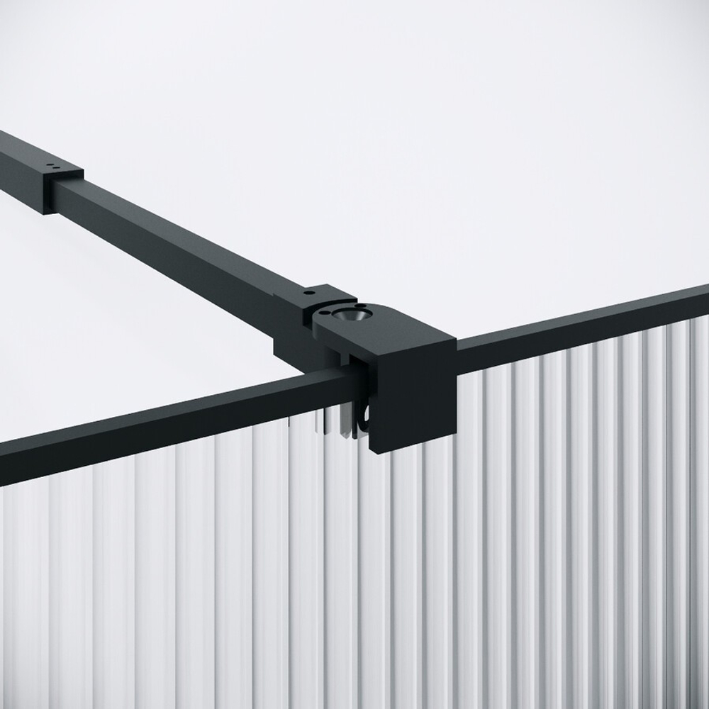 Душевая перегородка Niagara Nova NG-481-10FBLACK (100х200) черный матовый,стекло рифленое/тонированное,1 место