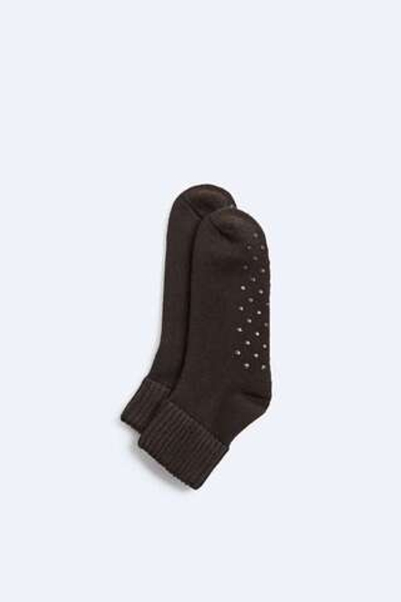ZARA КОРОТКИЕ НЕСКОЛЬЗЯЩИЕ НОСКИ, КОРИЧНЕВЫЙ