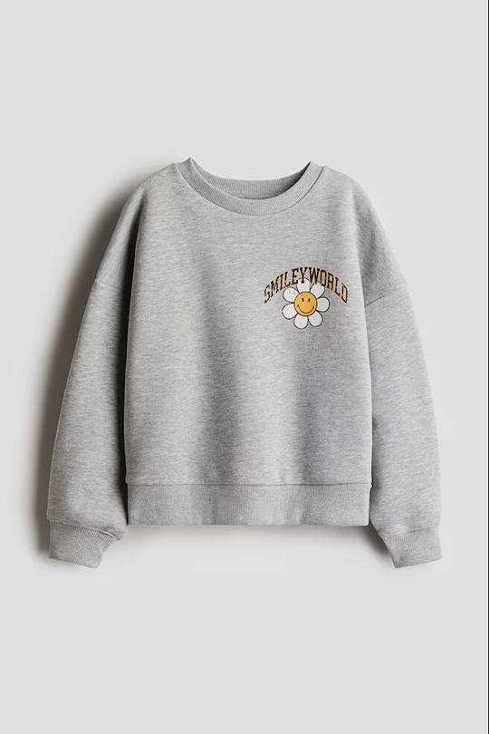H&M Толстовка с принтом, светло-серый